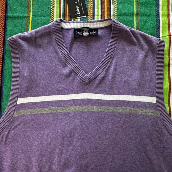 S O L D NWT Oliver & Burke XL purple striped sweater vest - Picture 4 of 6